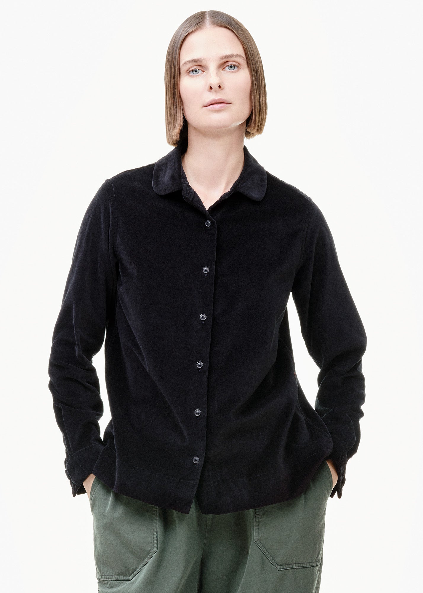 Chloe Shirt Black Velvet - TIINA the STORE